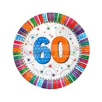 60-as Szülinapi Radiant Parti Tányér, 23 cm-es, 6 db-os