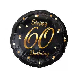 60-as arany-fekete elegáns szülinapi lufi - 45 cm