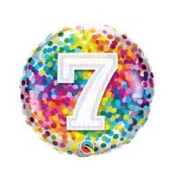 7 Szivárvány Konfettis Szülinapi Fólia Lufi
