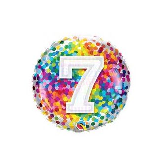 7 Szivárvány Konfettis Szülinapi Fólia Lufi