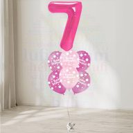   7 számos, boldog születésnapot pöttyös pink héliumos luficsokor