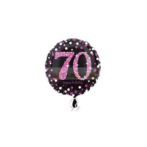 70-es Happy Birthday Pink Celebration Prismatic Szülinapi Fólia Lufi