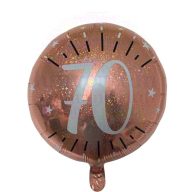   70-es rózsaarany számos mintás - Szülinapi fólia lufi - 45 cm