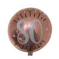   80-as rózsaarany számos mintás - Szülinapi fólia lufi - 45 cm