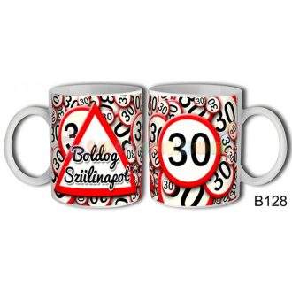 Boldog 30. Szülinapot sebességkorlátozó táblás bögre