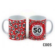 Boldog 50. Szülinapot sebességkorlátozó táblás bögre