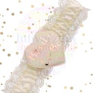   Krémszínű Harisnyakötő Rosegold Bride to Be Felirattal Lánybúcsúra