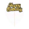 Tortadísz - Happy Birthday felirat - 13 cm x 8,5 cm - Arany-fekete