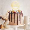 Tortadísz - Happy Birthday felirat - 17 cm - Arany