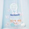 Tortadísz - Happy Birthday felirat - 17 cm - Ezüst