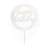 Tortadísz - Happy Birthday felirat - 17 cm - Ezüst
