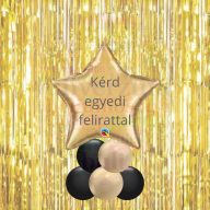 Arany csillagos asztaldísz lufi dekoráció 