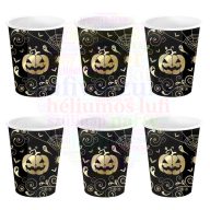 Fekete Tök Mintás Papír Parti Pohár - 240 ml, 6 db-os