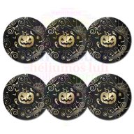 Fekete Tök Mintás Papír Parti Tányér - 23 cm, 6 db-os
