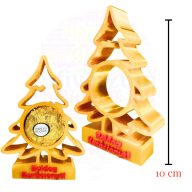   Arany karácsonyfa csokival – Boldog Karácsonyt felirattal - 3D nyomtatott ünnepi ajándék