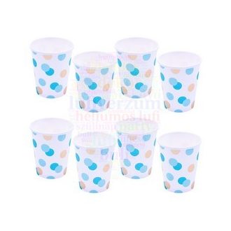  Arany Kék Színű Pöttyös Szülinapi Pohár - 250 ml-es, 8 db-os