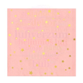   Arany Pink Színű Csillagos Parti Szalvéta - 33 cm x 33 cm, 10 db-os