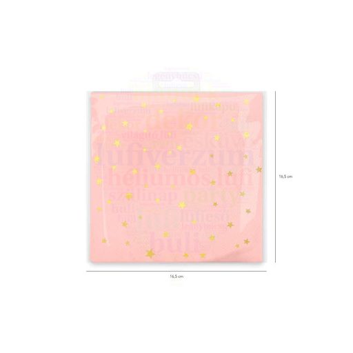 Arany Pink Színű Csillagos Parti Szalvéta - 33 cm x 33 cm, 10 db-os