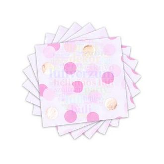   Arany Pink Színű Pöttyös Parti Szalvéta - 33 cm x 33 cm, 16 db-os