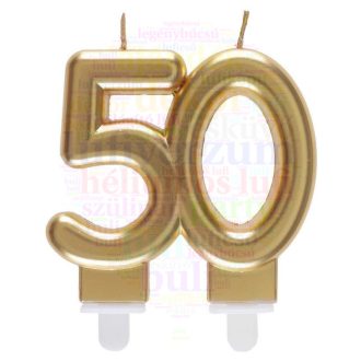 50-es Arany Szülinapi Parti Számgyertya - 7,5 cm x 9 cm