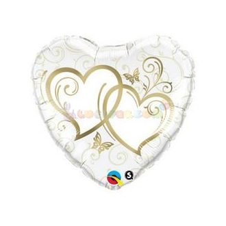 Entwined Hearts Arany Esküvői Szív Fólia Lufi 91 cm