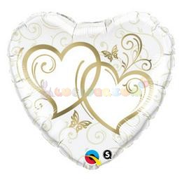 Entwined Hearts Arany Esküvői Szív Fólia Lufi 91 cm