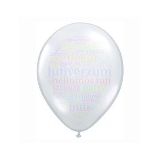 28 cm-es átlátszó latex Qualatex party Lufi Darabra