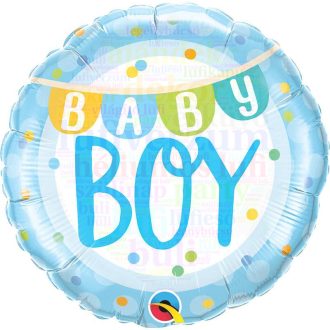Baby Boy Banner & Dots Fólia Lufi Babaszületésre - 45 cm