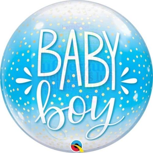 Baby Boy Blue & Confetti Dots Bubble Lufi Babaszületésre, 56 cm-es
