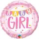 Baby Girl Banner & Dots Fólia Lufi Babaszületésre - 45 cm