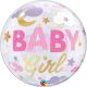 Baby Girl Felhős Bubble Lufi Babaszületésre, 56 cm-es