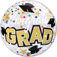   Ballagási Gratulálunk Csillagos Bubbles Léggömb, 56 cm-es