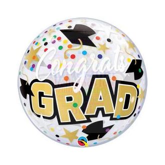   Ballagási Gratulálunk Csillagos Bubbles Léggömb, 56 cm-es