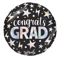   45 cm-es Ballagási holografikus fólia lufi congrats grad felirattal