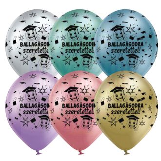   28 cm-es Ballagásodra szeretettel smile arc latex lufi - 6 db/ csomag