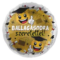 45 cm-es Ballagásodra szeretettel arany smile fólia lufi