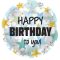 Happy Birthday kék csillagos szülinapi fólia lufi - 45 cm