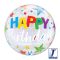 Szülinapos Bubbles lufi - Happy Birthday felirattal és csillagokkal - 56 cm