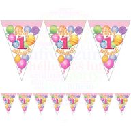   Boldog 1. Szülinapot! Léggömbös Rózsaszín Lányos Parti Zászlófüzér - 5 m