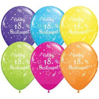 28 cm-es Boldog 18. születésnapot gumi Lufi  darabra