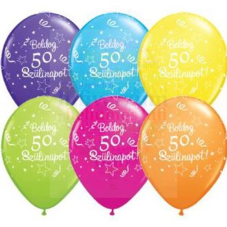 28 cm-es Boldog 50. születésnapot gumi Lufi  darabra