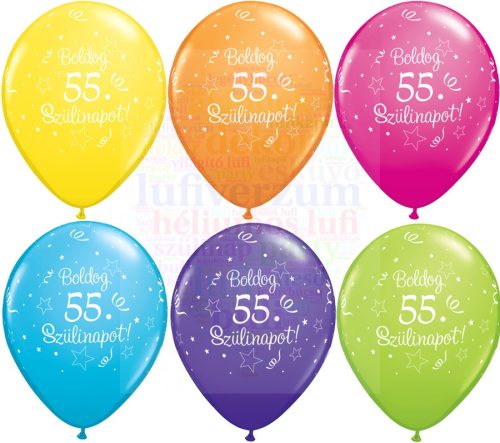 28 cm-es Boldog 55. születésnapot gumi Lufi  darabra