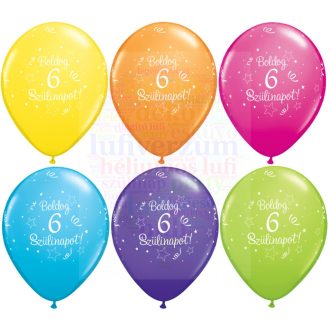 28 cm-es Boldog 6. születésnapot gumi Lufi  darabra