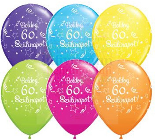 28 cm-es Boldog 60. születésnapot gumi Lufi  darabra