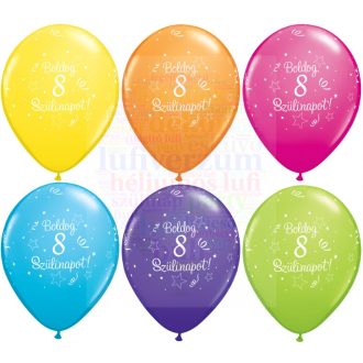 28 cm-es Boldog 8. születésnapot gumi Lufi  darabra