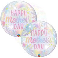 Színes Virág Mintás Bubble Lufi Anyák Napjára - 56 cm