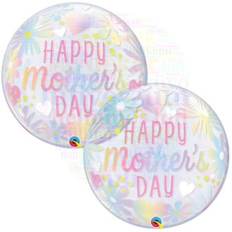 Színes Virág Mintás Bubble Lufi Anyák Napjára - 56 cm