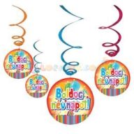 Boldog Névnapot Színes Parti Függő Dekoráció, 6 db-os