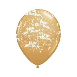 28 cm-es Boldog Születésnapot Arany Lufi  darabra