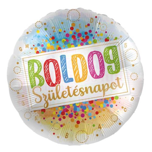 Boldog születésnapot színes fólia lufi - 45 cm